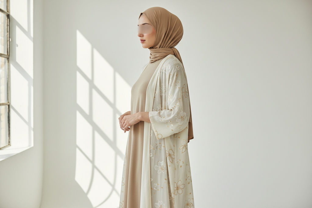 Beige Sleeveless Dress Layered Look